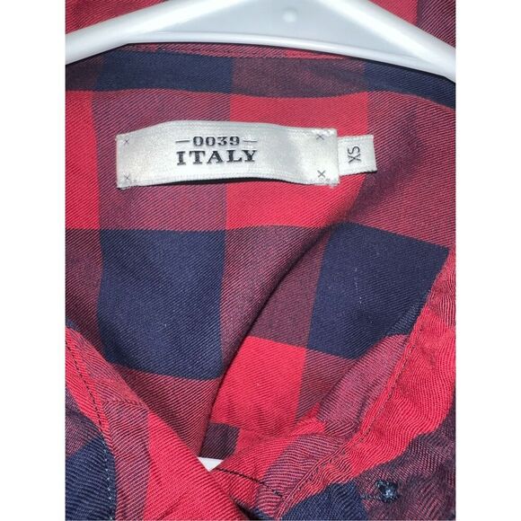 0039 Italy fannel  button Down shirt sz xs Tunic Mandarin Preppy Dark Academia - Picture 3 of 6